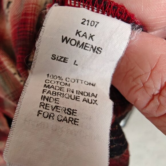 Woolrich Vintage 90s Red Plaid Flannel Button Up Shirt Sheep 100% Cotton Fall L - Picture 5 of 6